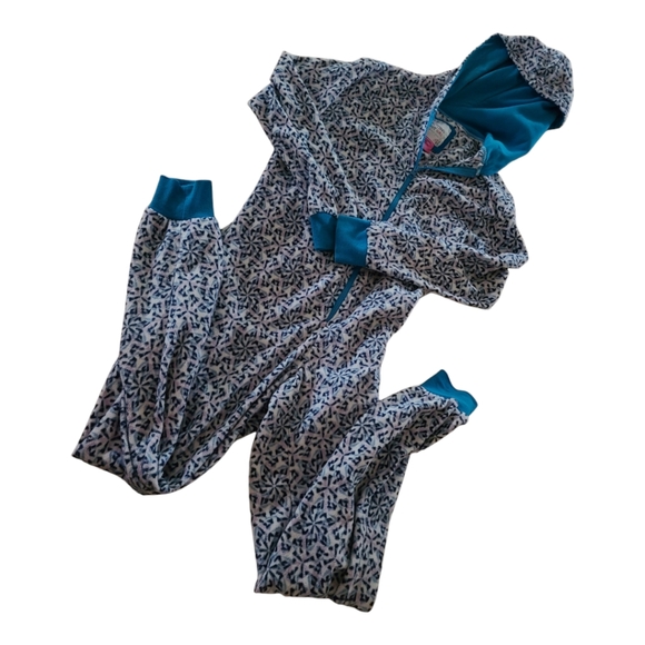EUC Women's S one-piece hooded fleece pjs - Picture 1 of 5
